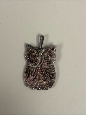 Silver-Tone Owl Pendant Necklace Charm - Silver